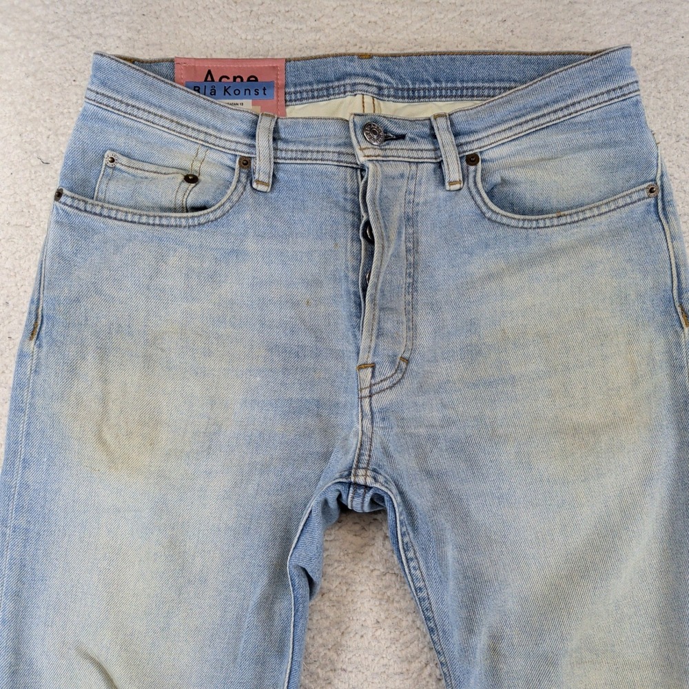 Acne Studios Bla Konst River Lt Blue FW19 Tapered Jeans Mens 30x26 Made in Italy - Picture 7 of 10